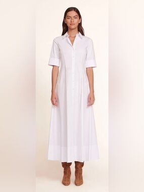 STAUD White Button-Down Joan Maxi Shirt Dress